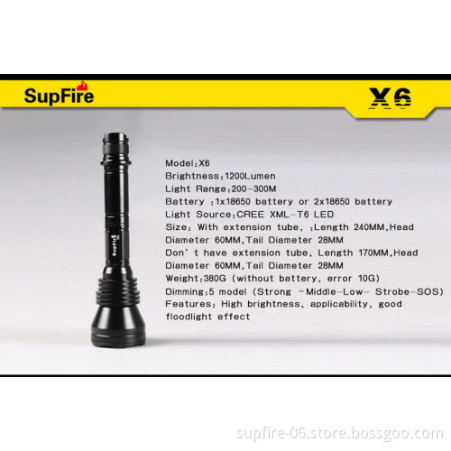 1200 Lumens tactical and hunting rechargeable LED flashlight